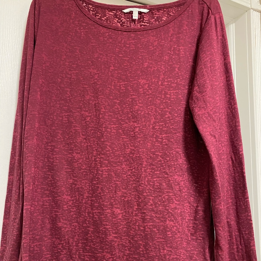 2/$15 Layer Beach Burnout Sporty Boat neck Top Dark Pink O’Niell XL Large Medium